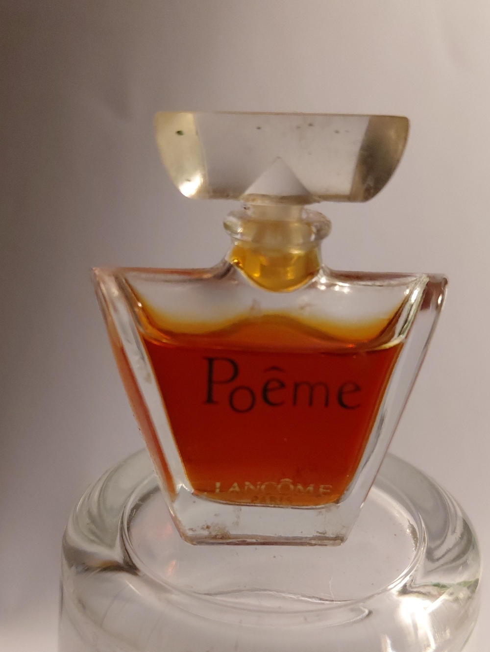 Vintage Lancôme Poême Mini Perfume Bottle Amber Liquid (0.14 Fl Oz capacity)